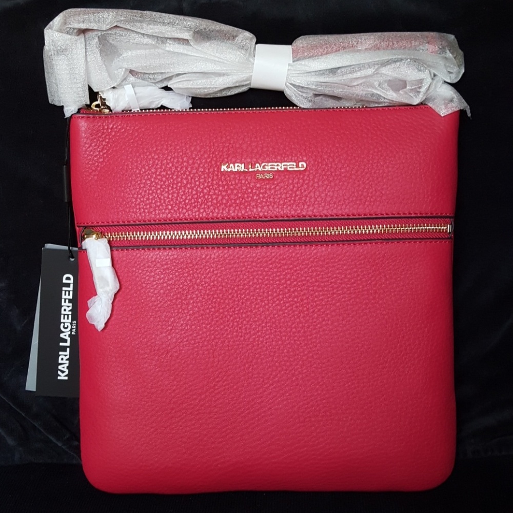 NEW KARL LAGERFELD PEBBLED LEATHER SHOULDER BAG